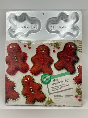 Wilton Mini Gingerbread Boy 1990 Tin Muffin Cookie Pan Six Single Serve Treats